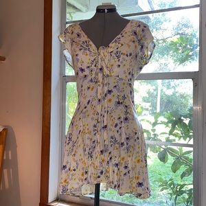 Free People It Takes Two Wrap Dress Ivory Multi Colored Floral sz Medium